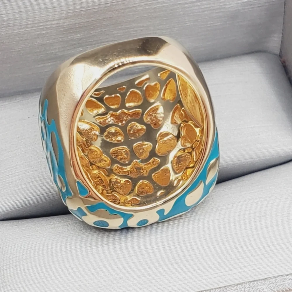 Blue Enamel Flower Ring